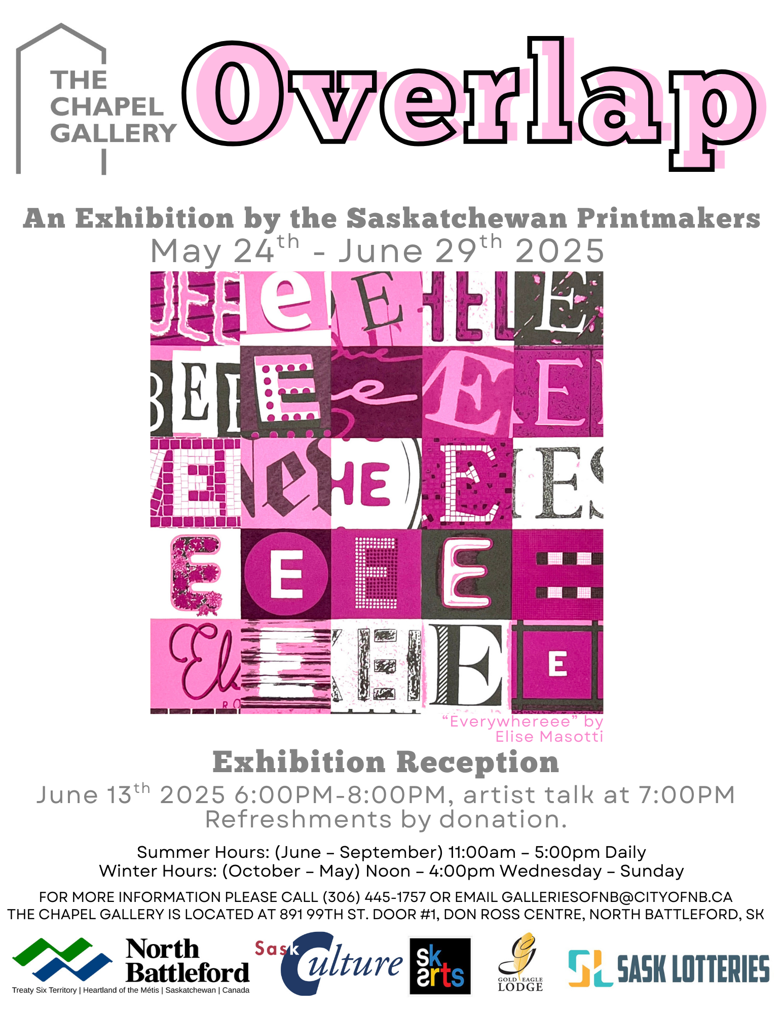 Block Letters that overlap each other in Pink and black