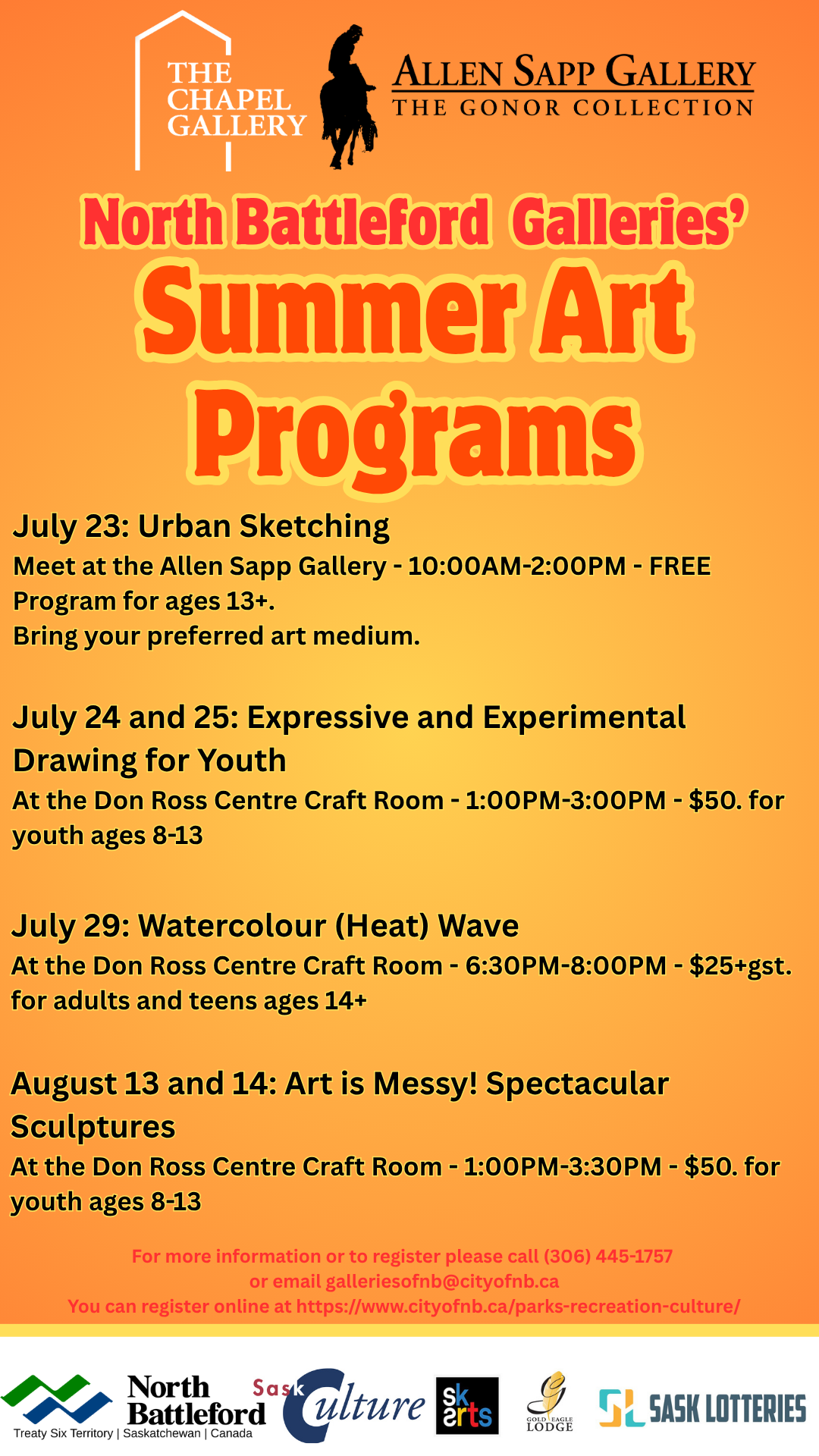 Bright ORange List of Art Classes